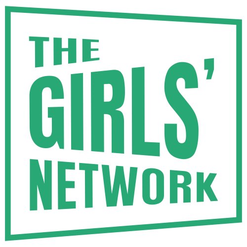 Green logo featuring the words "The Girls' Network" in bold capital letters inside a tilted green rectangular border.