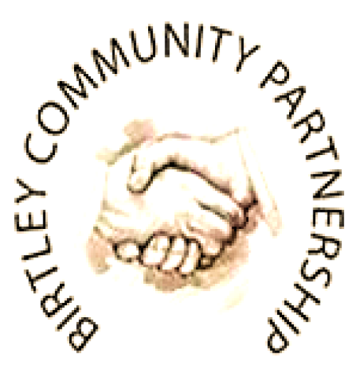 Birtley Community Partnership wrapped around a handshake 