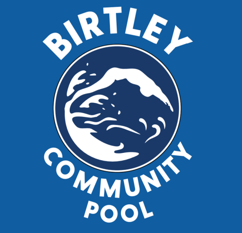 Logo of person diving into water surrounded by text Birtley Community Pool