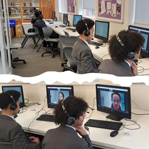 2 photos of people working on computers 