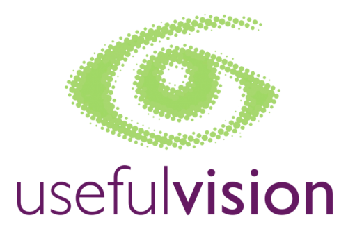 Useful Vision logo - a green spiral eye