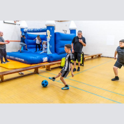 football and bouncy castle all in one place!