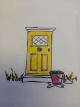 Yellow door symbolising Highfield house