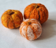 3 orange needle felted pumpkins