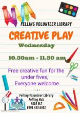Creative Play Wednesdays at Felling Library for under fives