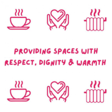 Warm spaces logo with the description "providing spaces with respect, dignity and warmth"