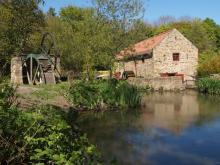 Photo of the mill behind a pond