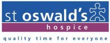 Logo with St Oswald's written in white on a blue and purple background and a figure of a man that looks like a jigsaw puzzle piece.