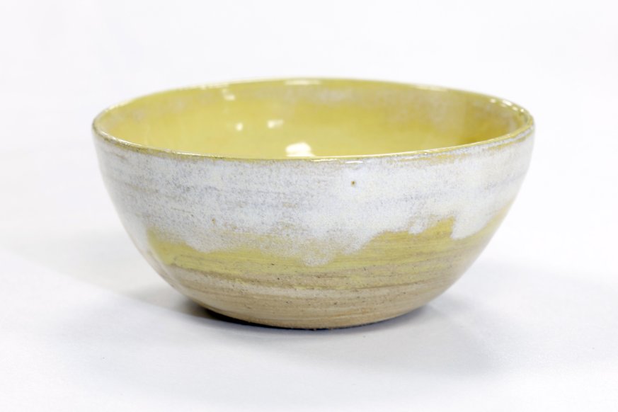 Yellow and White Ceramic Bowl