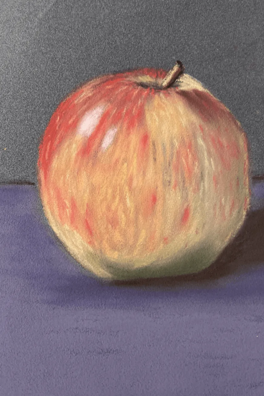 Painting of a red apple