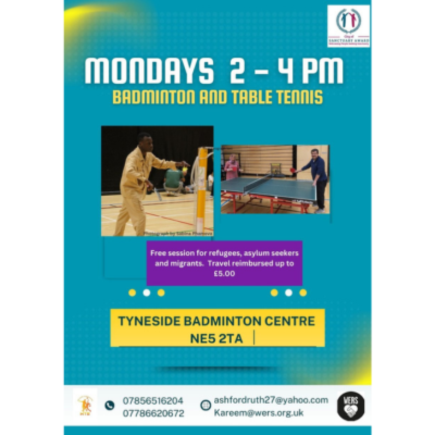 photos of people playing table tennis and badminton