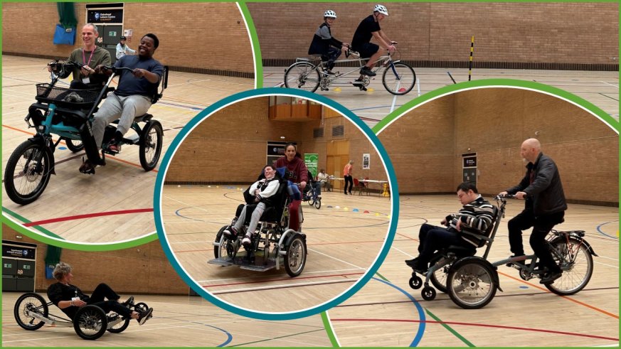 5 images showing different accessible bikes 