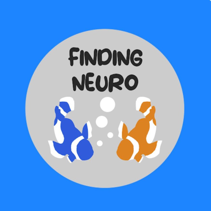 Two fish with the title 'finding neuro' bubbling up