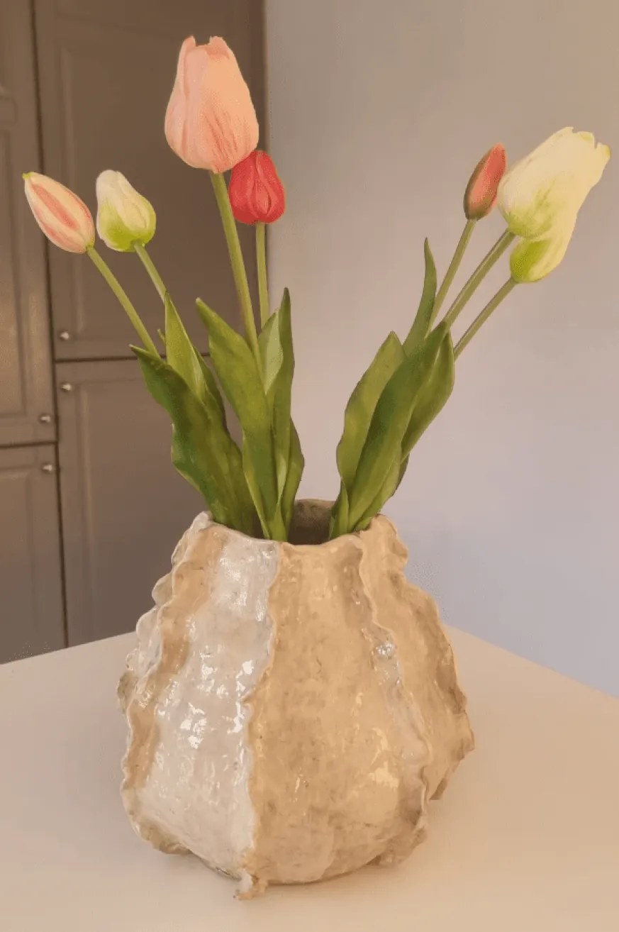 Tulips in a Ceramic Vase
