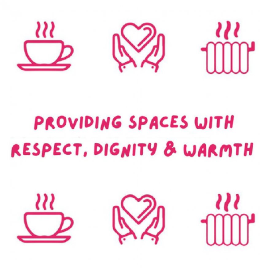 Warm spaces logo with the description "providing spaces with respect, dignity and warmth"