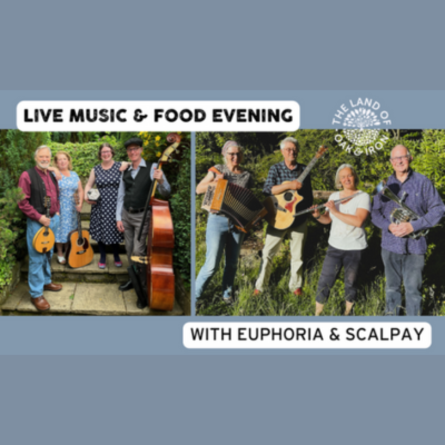 2 photo's featuring the bands playing at the event