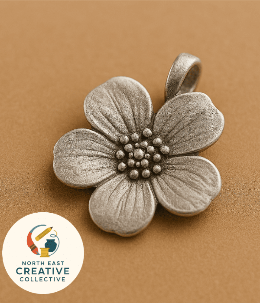 Sliver Clay Flower Pendant