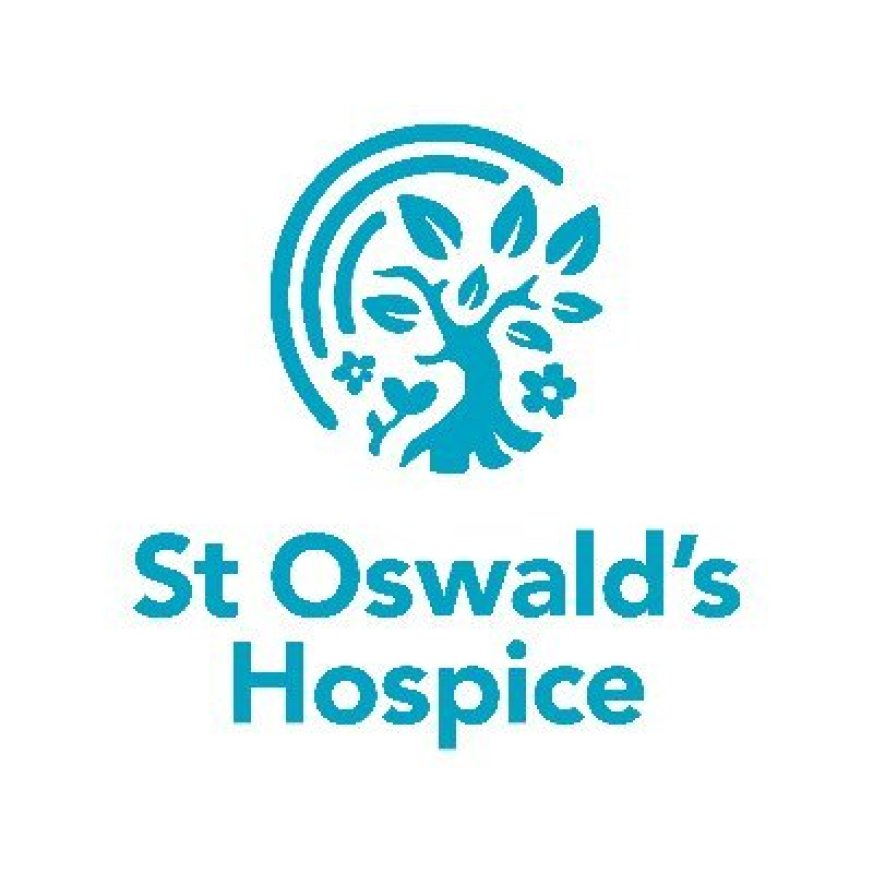 St Oswald's Hospice logo - Green tree with rainbow