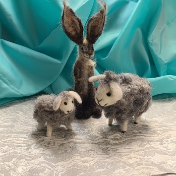 Hare, Sheep and Lamb made by Needle Felting