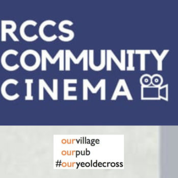 Community cinema with blue and grey background