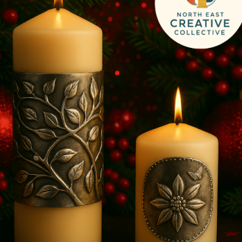 Candles with Decorative Pewter Panels