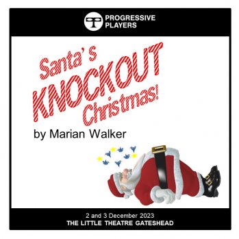Poster for Santa's Knockout Christmas. Santa Claus is lying on his back, looking dazed as cartoon birdies fly in a circle above his head.