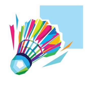 a colourful illustration of a badminton shuttlecock 