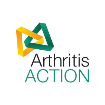Logo showing 2 interlinked triangles and the words Arthritis Action 