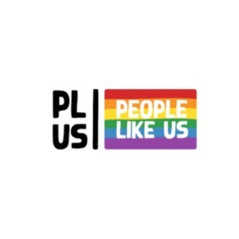 PLUS Group Logo - People Like US on a rainbow flag
