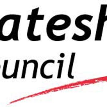 Gateshead Council logo with red portcullis and black writing.