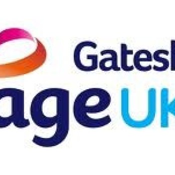 Gateshead Age UK logo with multicoloured bow