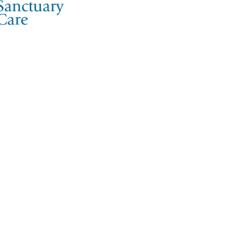 Sanctuary Care Logo with a sun and words written in blue