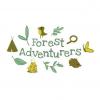 Forest Adventurers written with leaves, boots, twigs, and birds circling the text